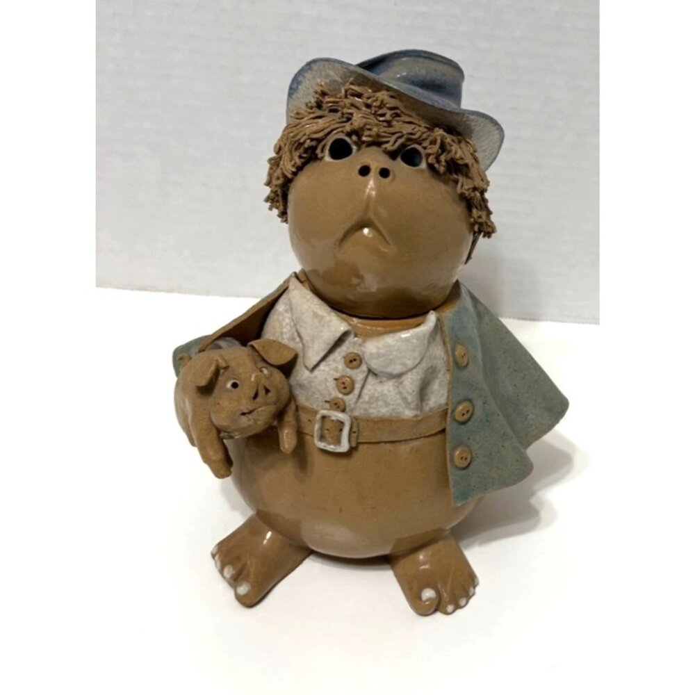 Vintage Irish Stoneware Spaghetti Hair Planter Figurine – Unique Handmade Decor